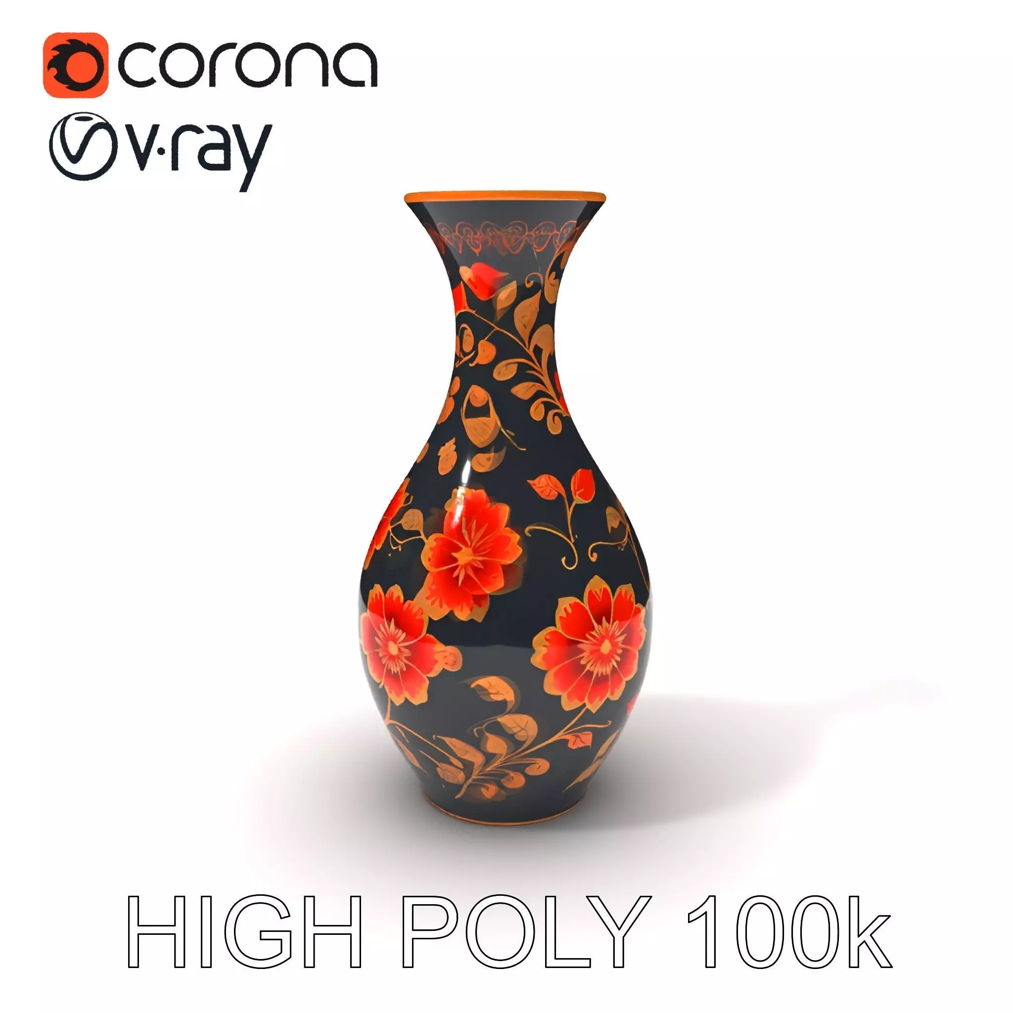 Decorative Floral Vase D Model Pack Low-poly 3D model_0