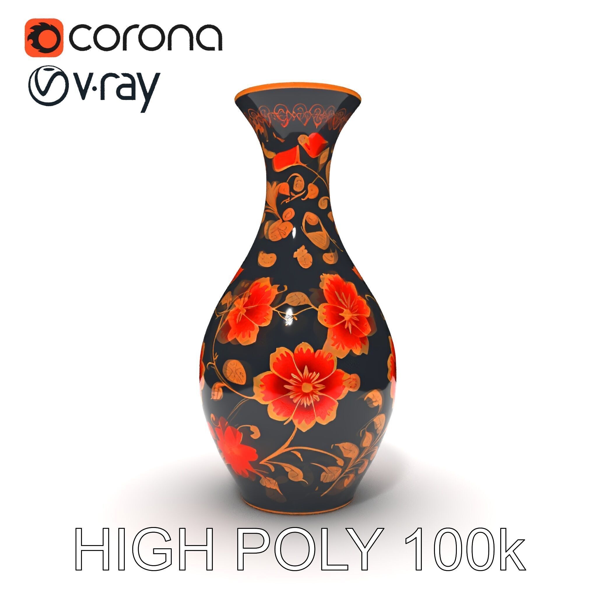 Decorative Floral Vase D Model Pack Low-poly 3D model_27