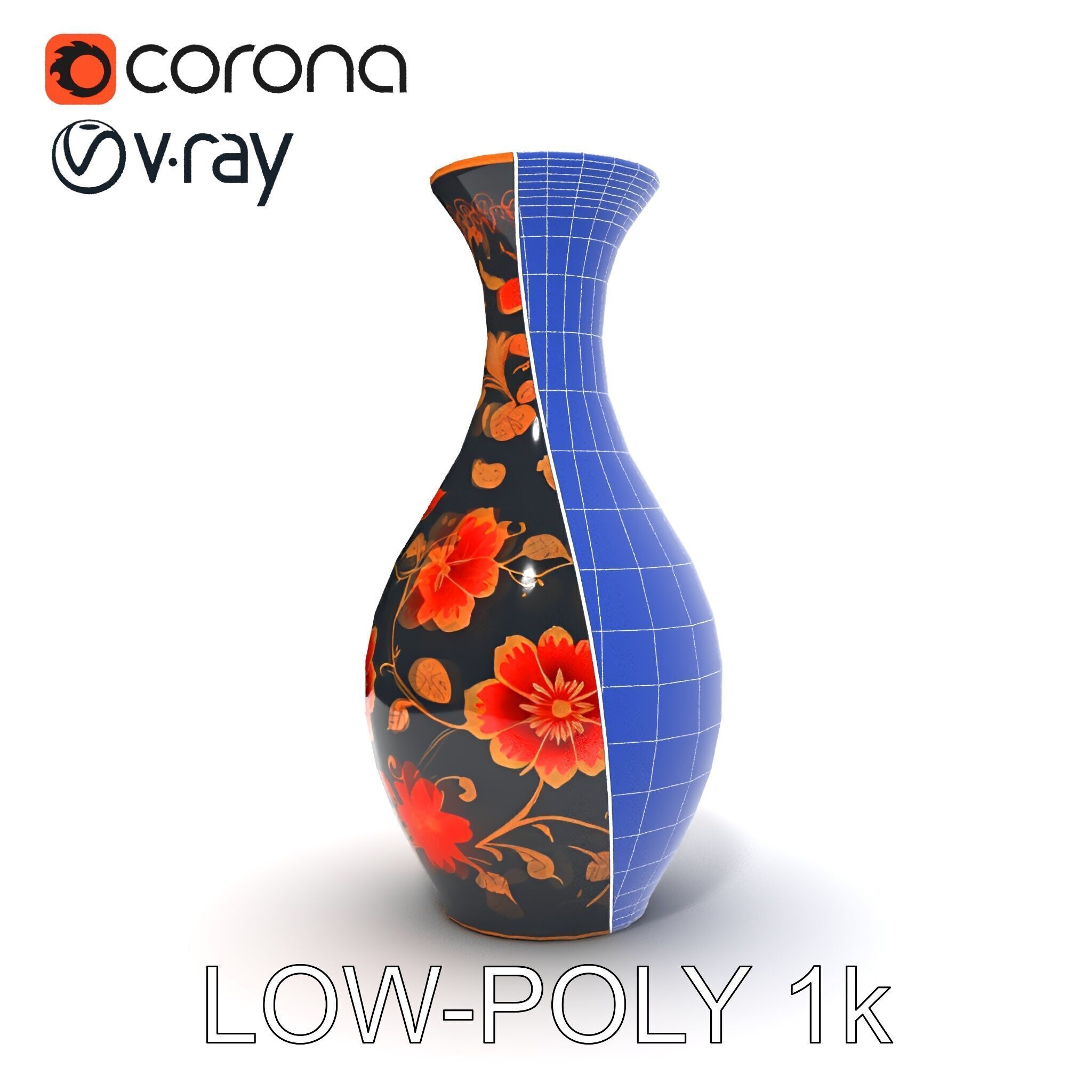 Decorative Floral Vase D Model Pack Low-poly 3D model_13