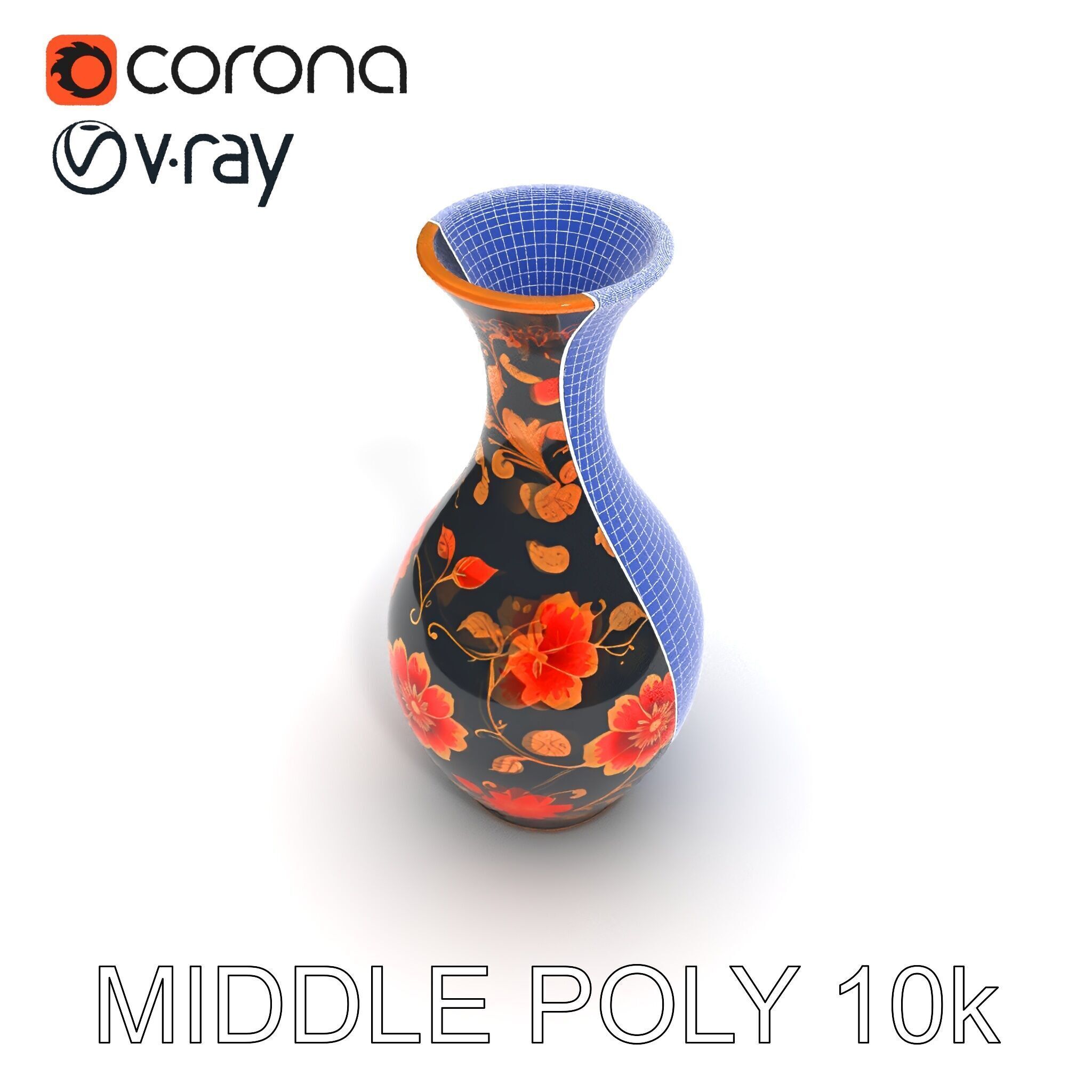 Decorative Floral Vase D Model Pack Low-poly 3D model_33