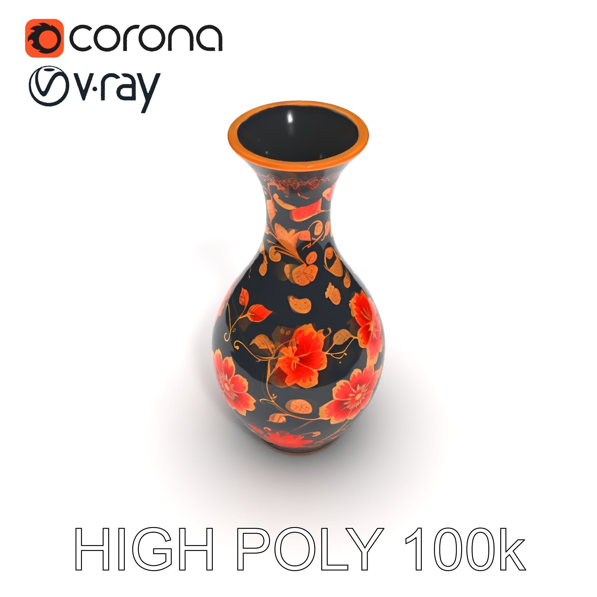 Decorative Floral Vase D Model Pack Low-poly 3D model_24