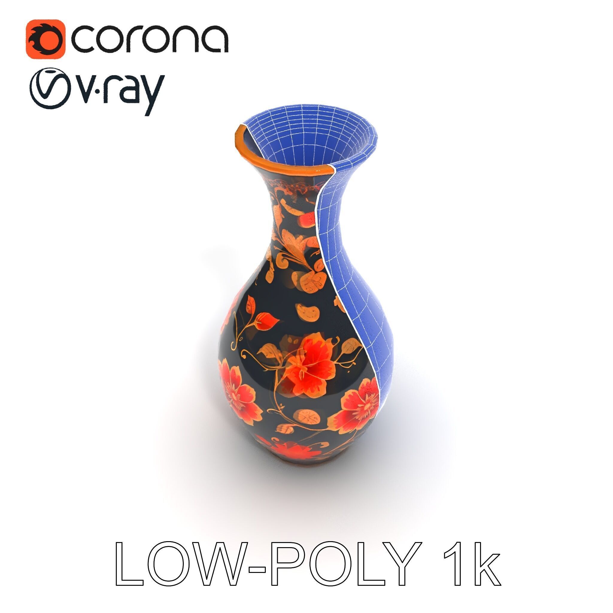 Decorative Floral Vase D Model Pack Low-poly 3D model_18