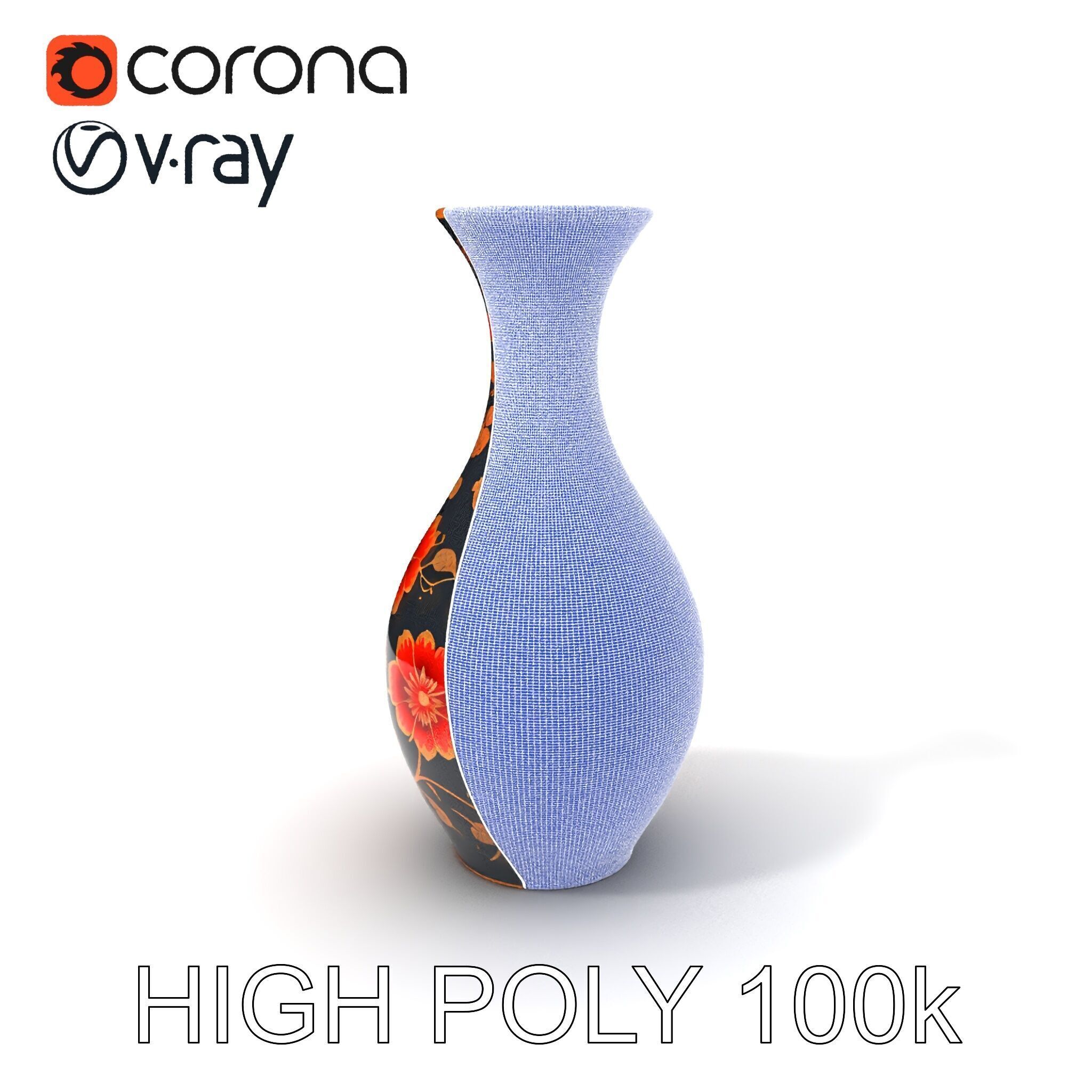 Decorative Floral Vase D Model Pack Low-poly 3D model_3
