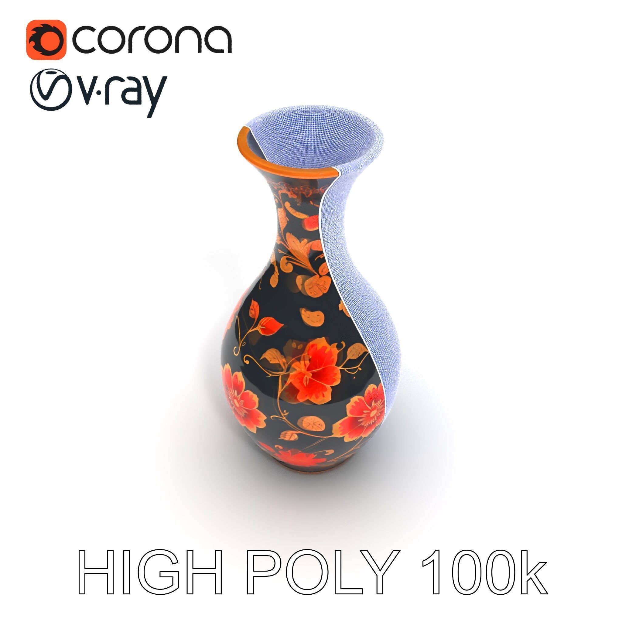 Decorative Floral Vase D Model Pack Low-poly 3D model_16