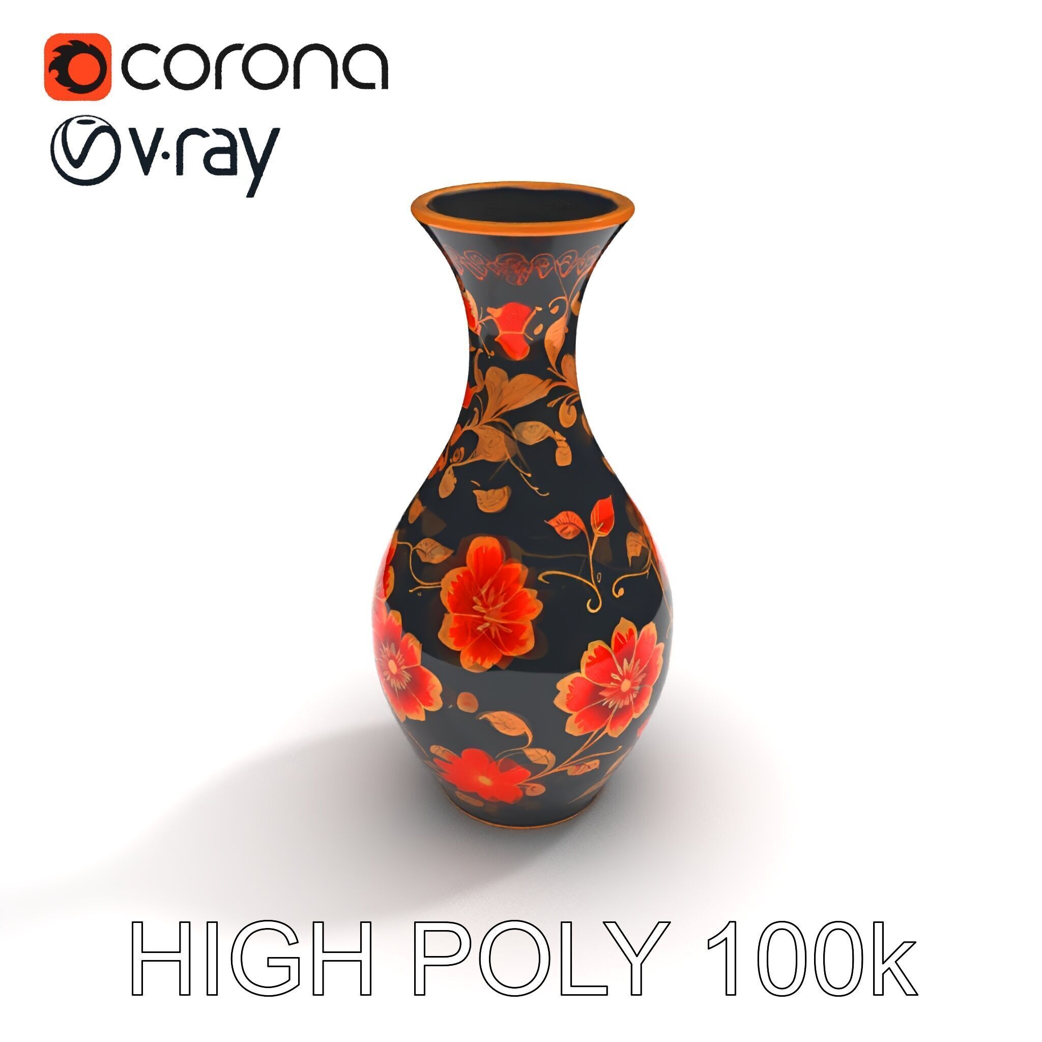 Decorative Floral Vase D Model Pack Low-poly 3D model_11