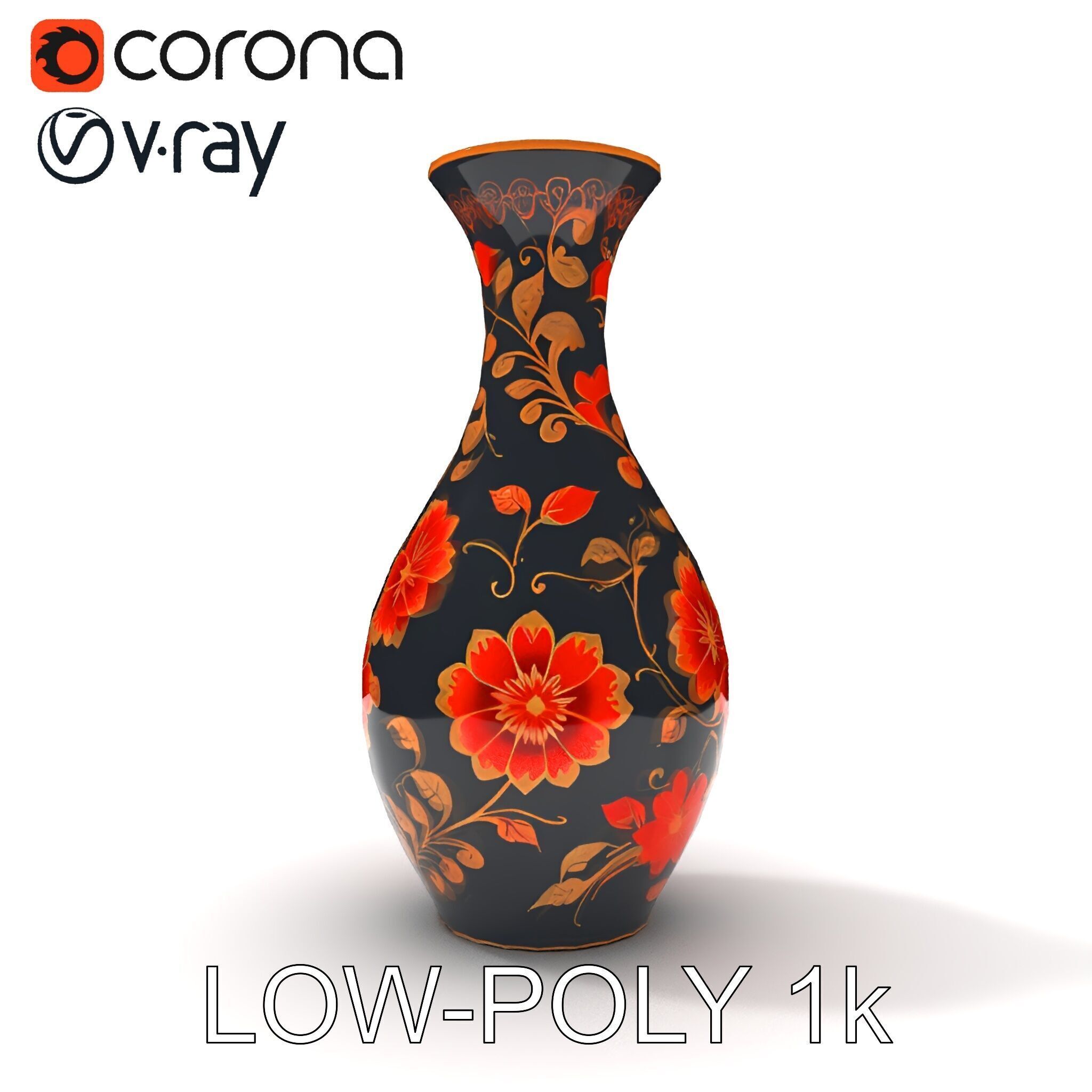Decorative Floral Vase D Model Pack Low-poly 3D model_7