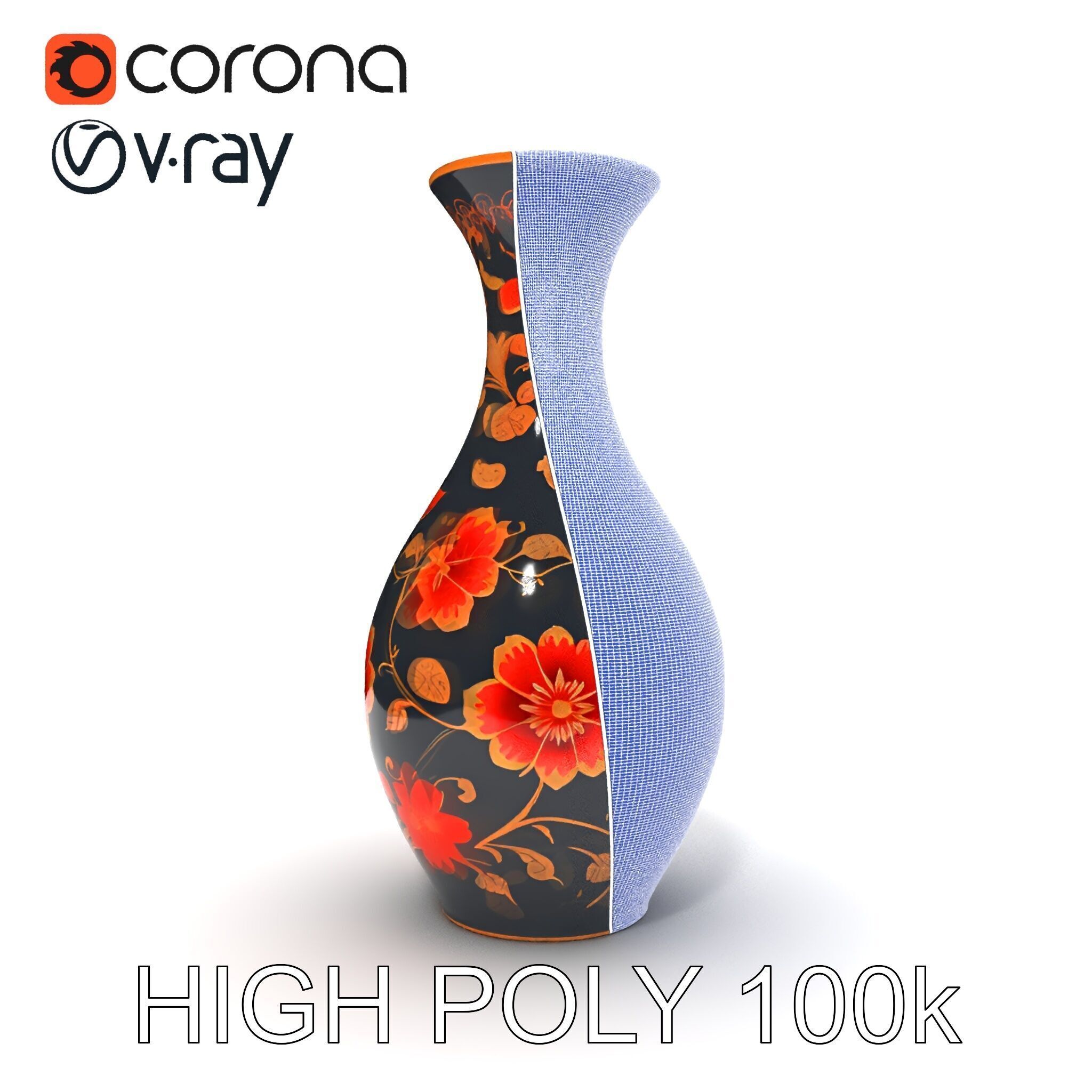Decorative Floral Vase D Model Pack Low-poly 3D model_8