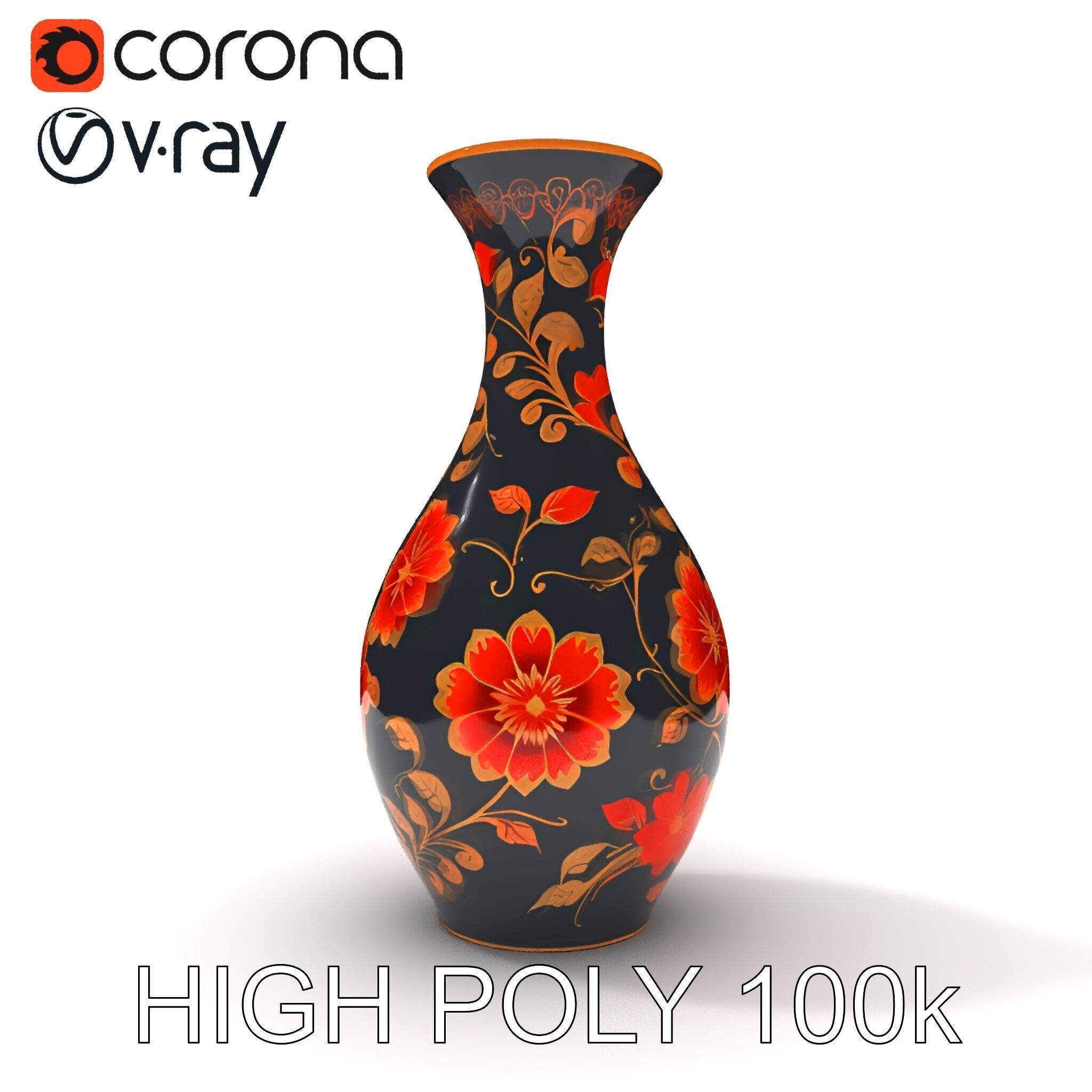 Decorative Floral Vase D Model Pack Low-poly 3D model_30