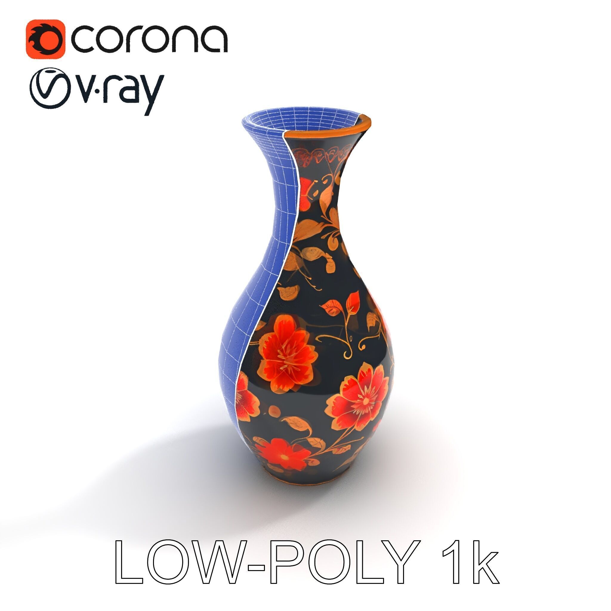 Decorative Floral Vase D Model Pack Low-poly 3D model_26