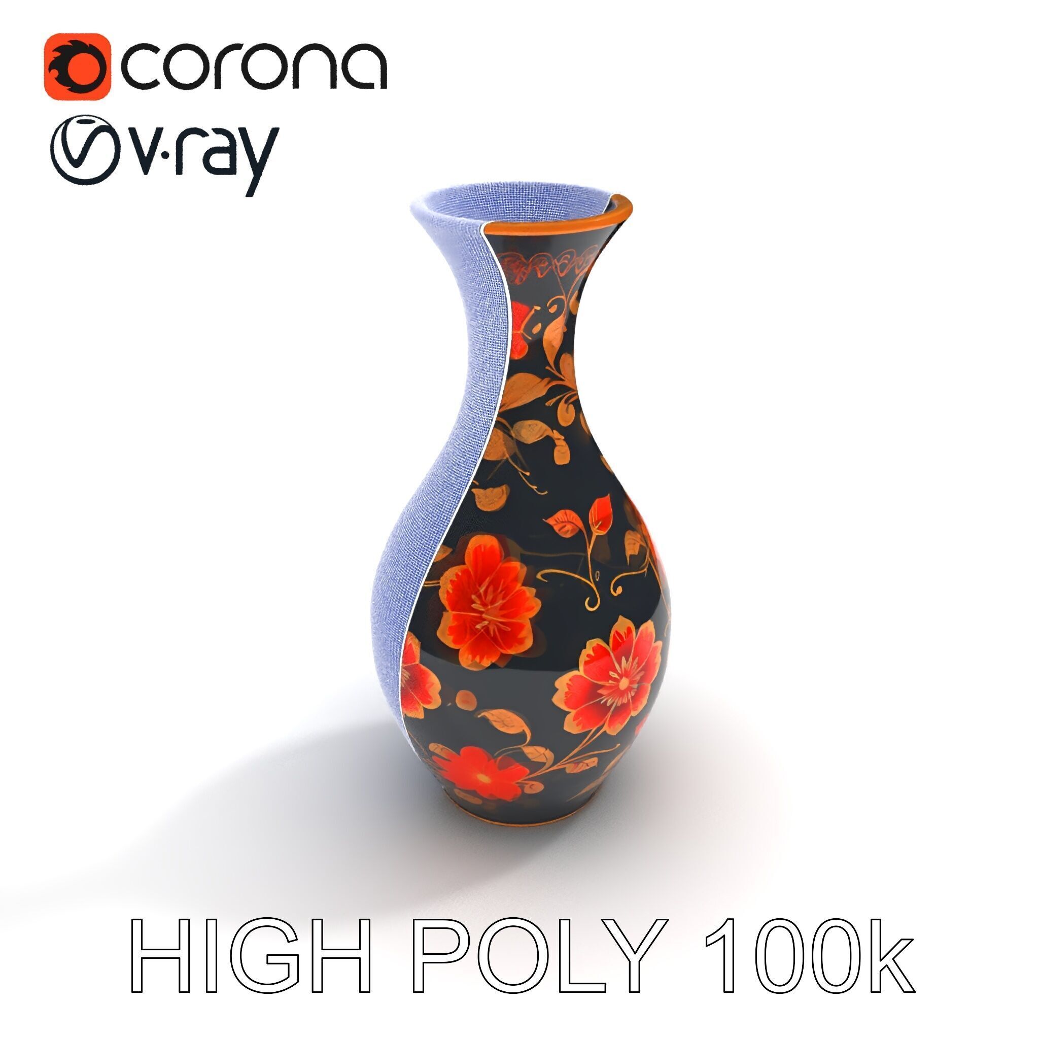 Decorative Floral Vase D Model Pack Low-poly 3D model_35