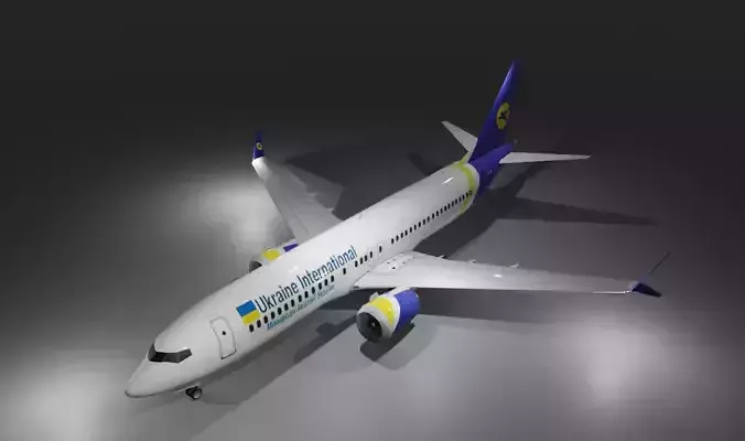 Ukraine intl airlines Boeing 737 max 8 3D Model with cockpit