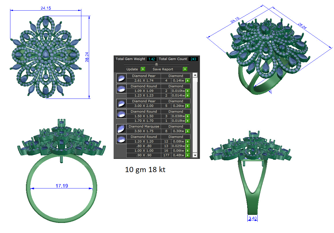 Women Ring  Render 3dm STL OBJ FBX Details 3D print model_1