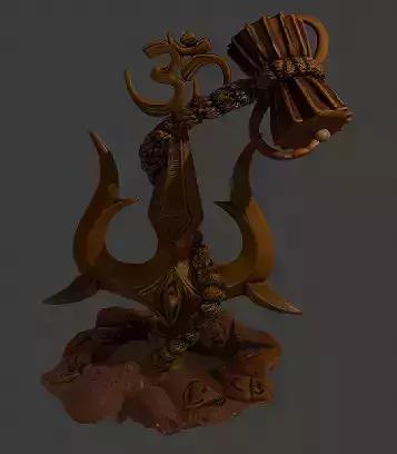 Shiva Trishul with Damru and Om Hindu Spiritual 
