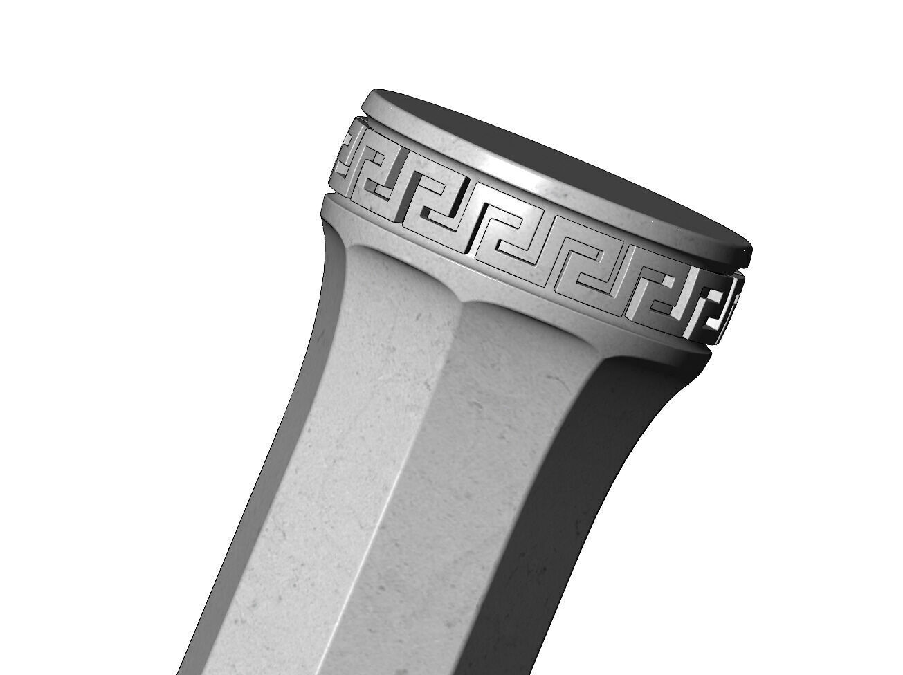 Roman octagonal greek key pattern ends pillar column 3D print model_8