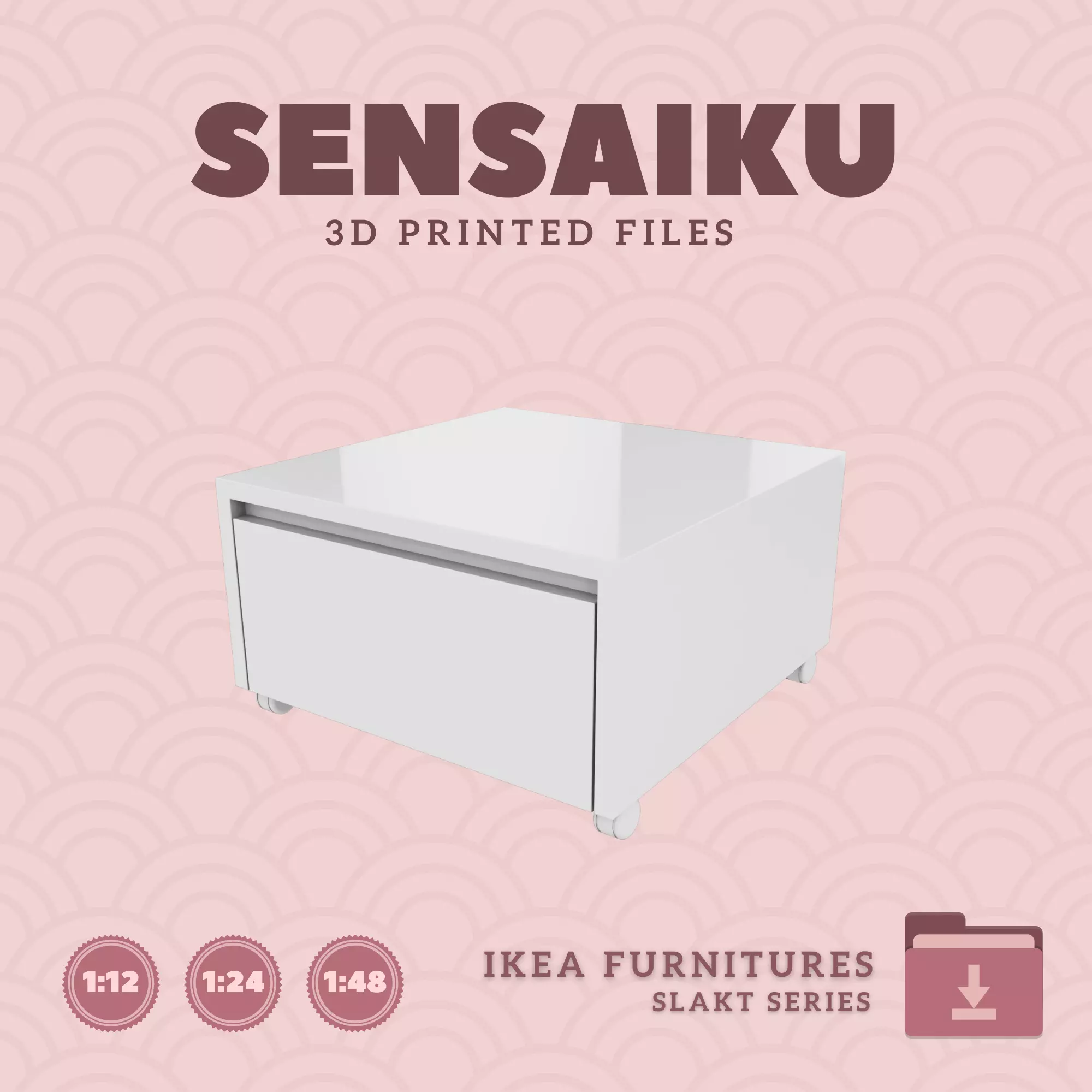 SLAKT Storage Box with Casters for Dollhouse - IKEA - 3D Print 3D print model