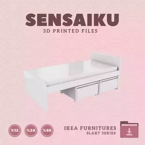 SLAKT Bed Frame with Storage Box for Dollhouse - IKEA - 3D Print