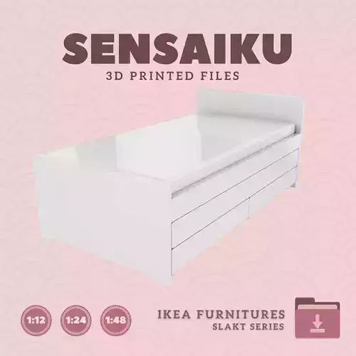 SLAKT Bed w Storage for Dollhouse - IKEA - 3D Print 