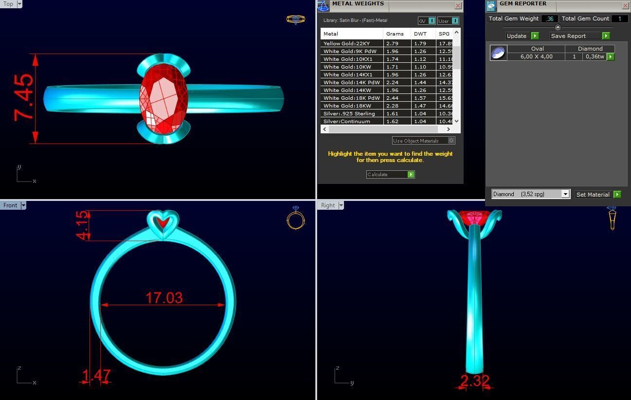Oval stone ring - Womens  Rings -  N442112 3D print model_8