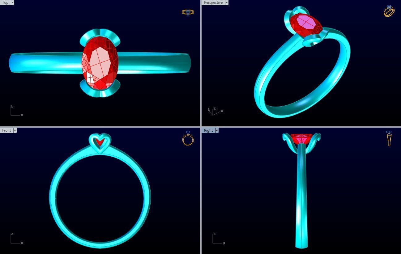 Oval stone ring - Womens  Rings -  N442112 3D print model_10