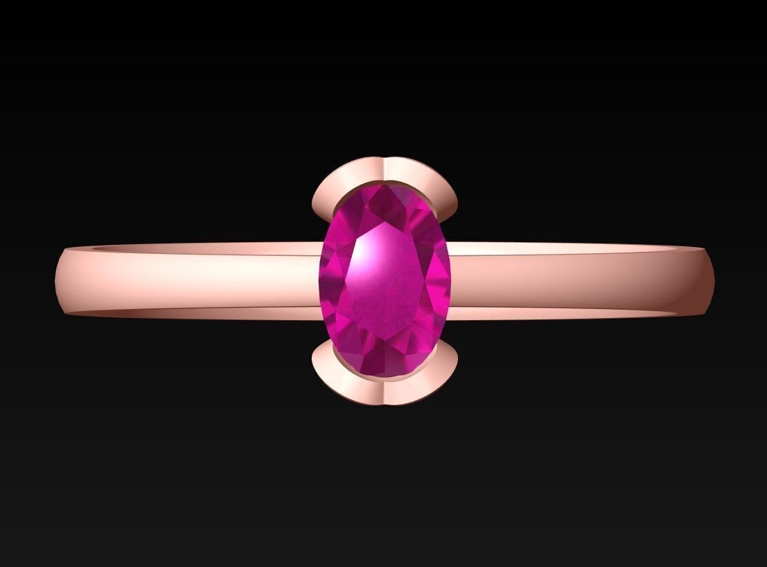 Oval stone ring - Womens  Rings -  N442112 3D print model_4