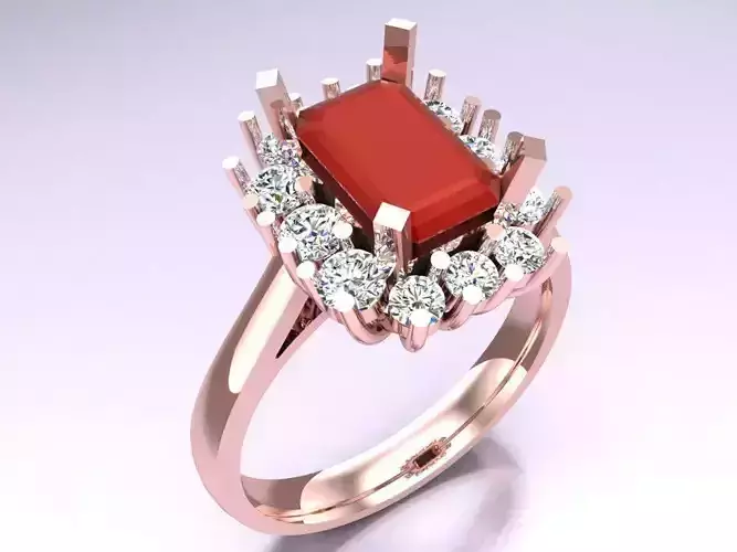Rectangular Stone Rings - Womens Rings - N452912 3D print model