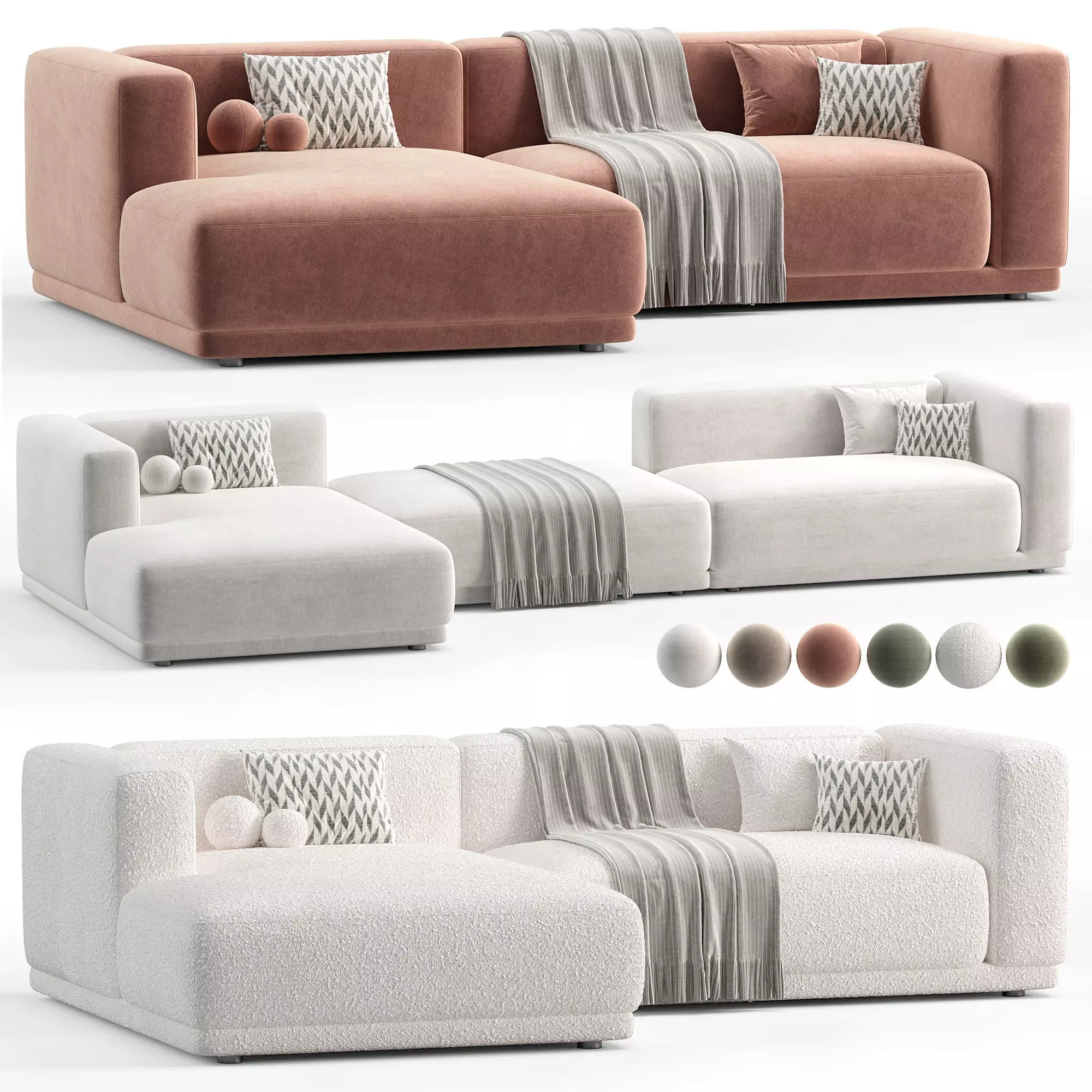 Modular corner sofa HESSER Low-poly 3D model