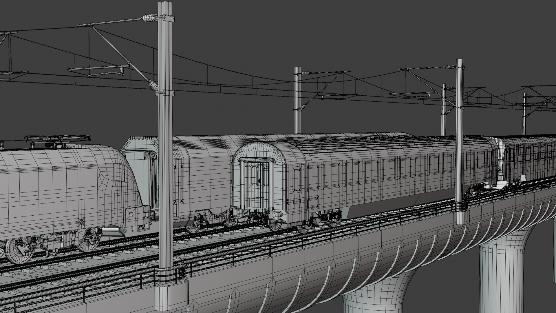 Vectrain and diesel train on bridge 3D model_8