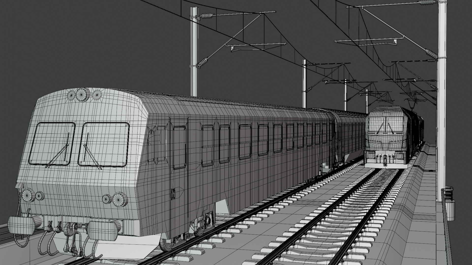 Vectrain and diesel train on bridge 3D model_1