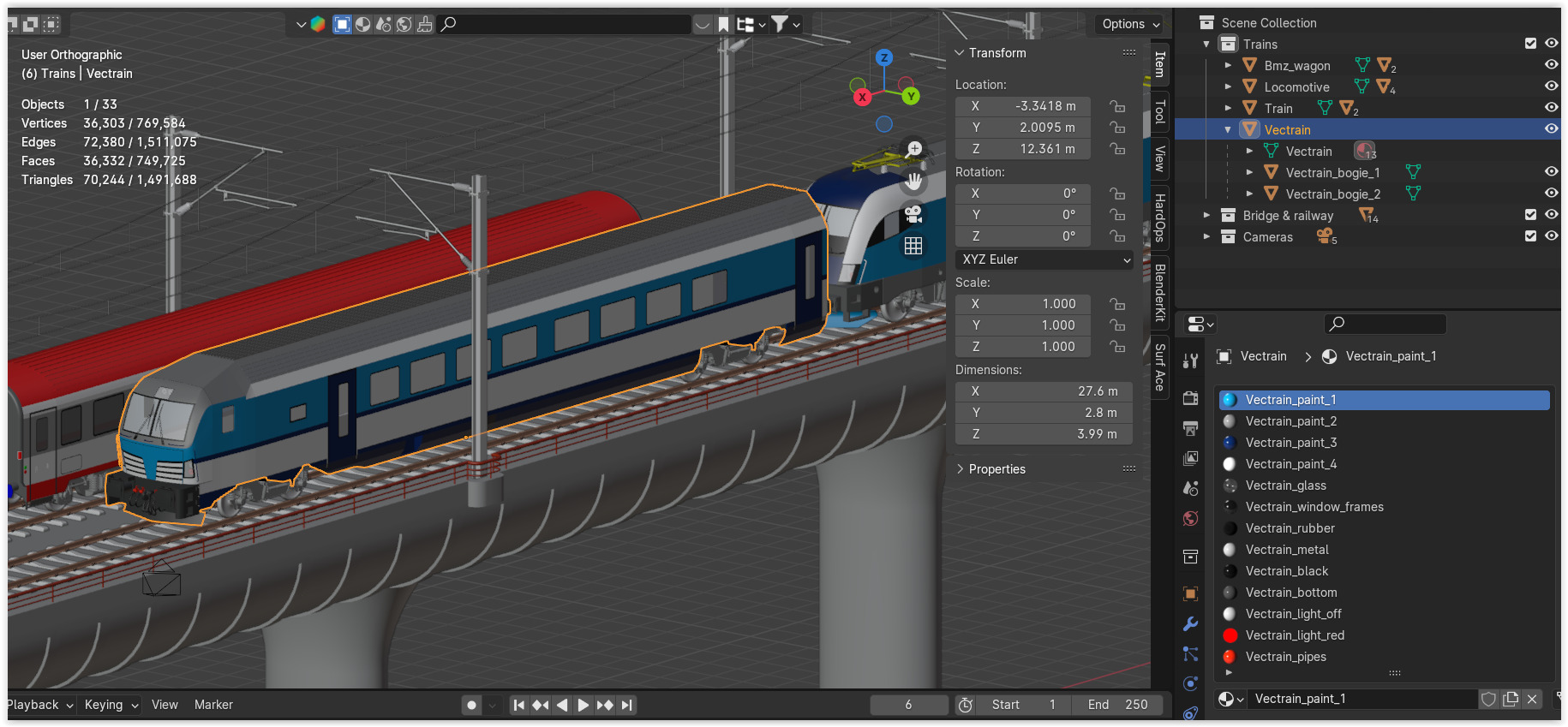 Vectrain and diesel train on bridge 3D model_10