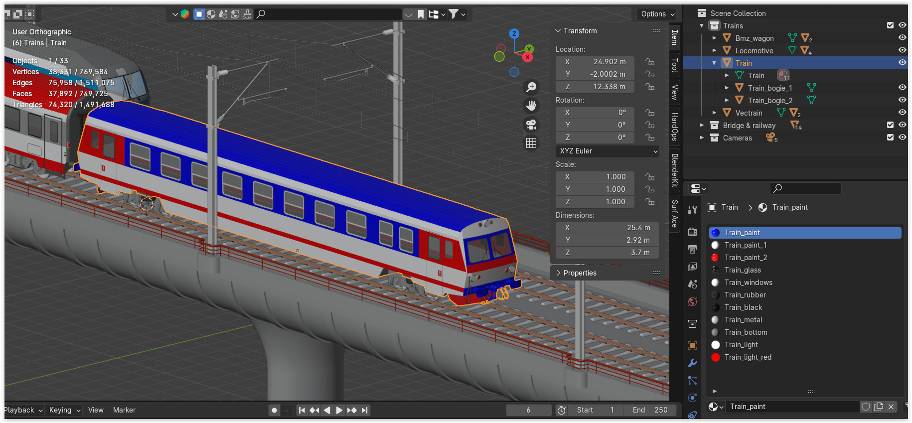 Vectrain and diesel train on bridge 3D model_11