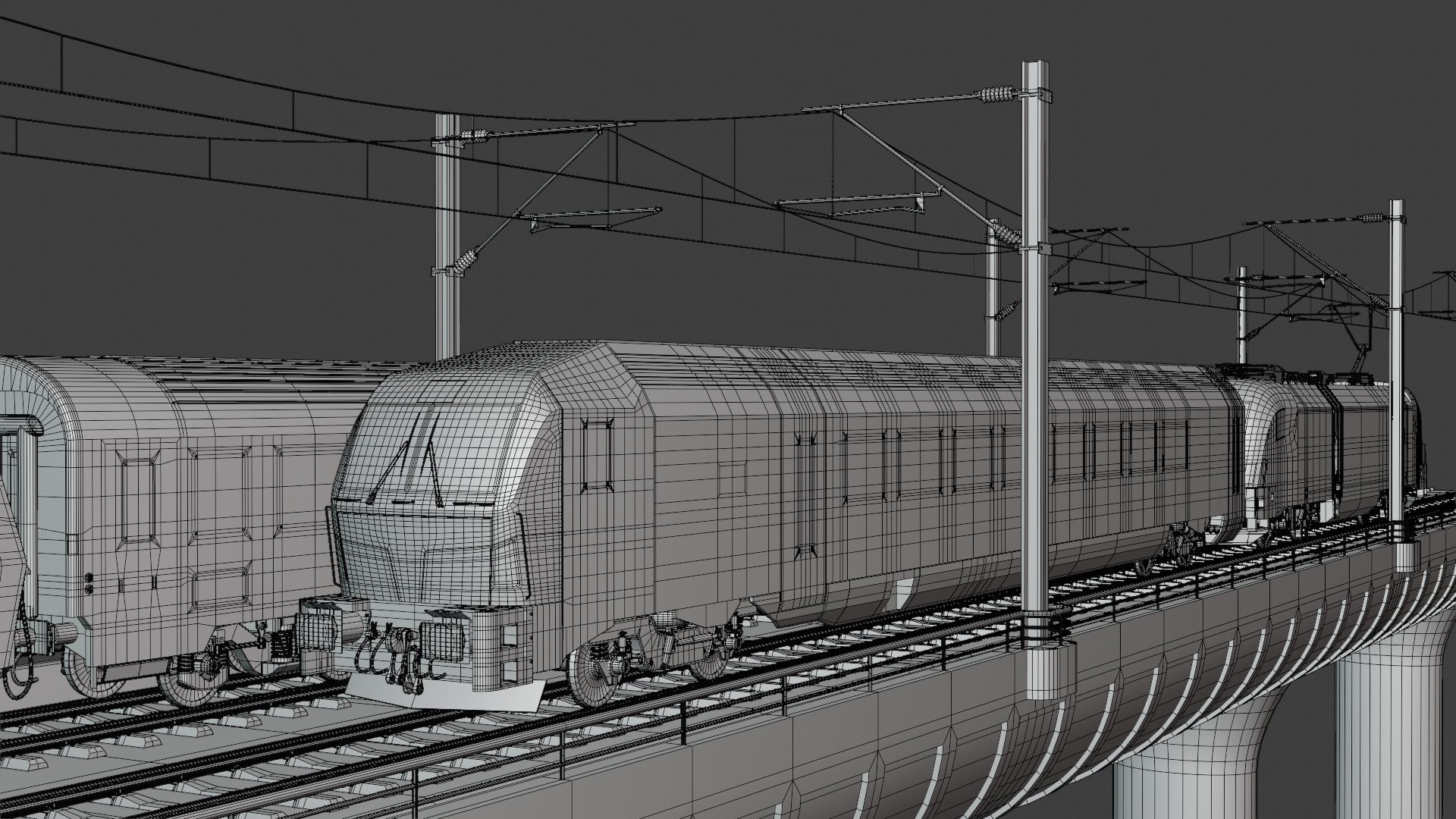 Vectrain and diesel train on bridge 3D model_3