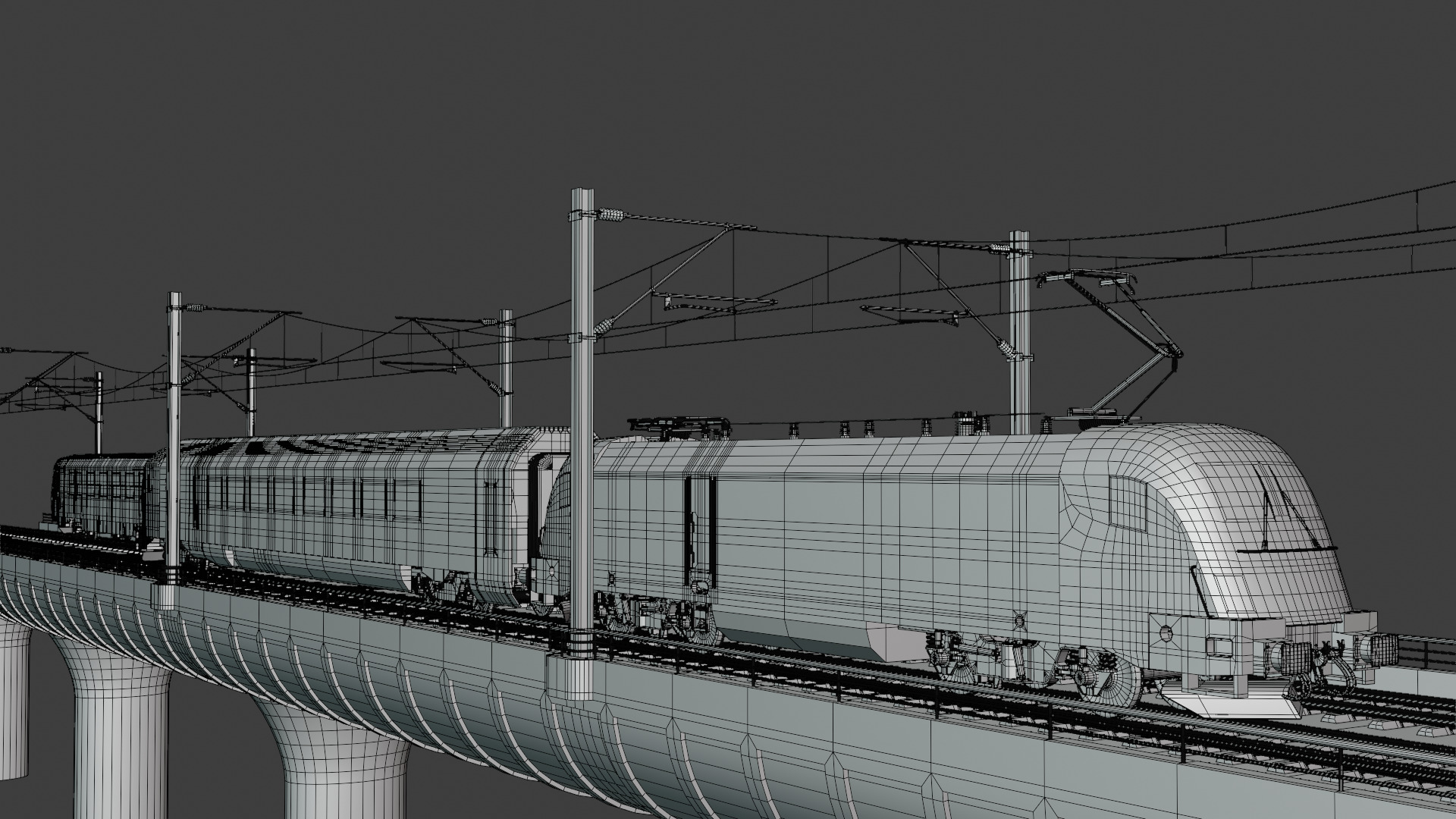 Vectrain and diesel train on bridge 3D model_6