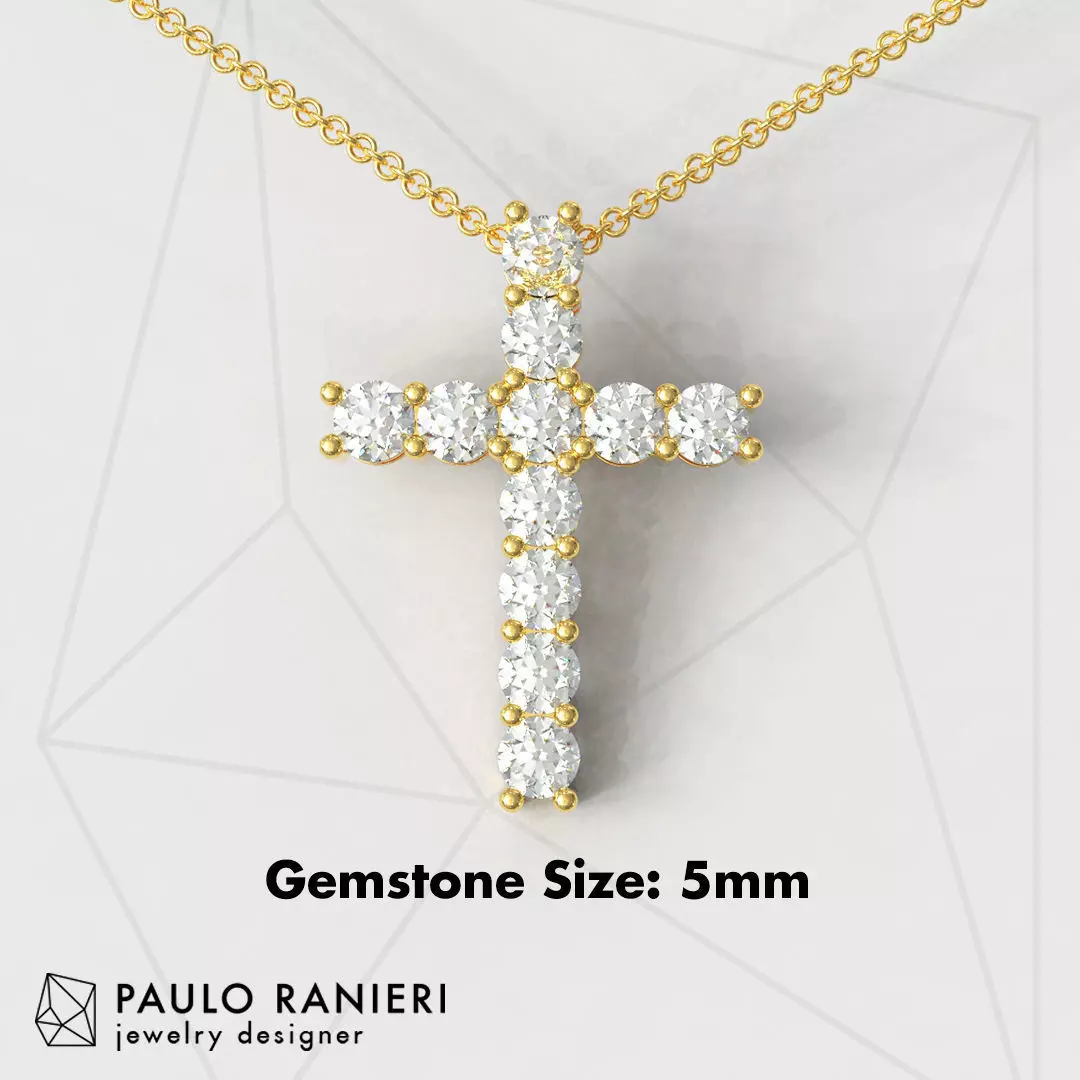 5mm Gemstone Cross Pendant 3D print model_0