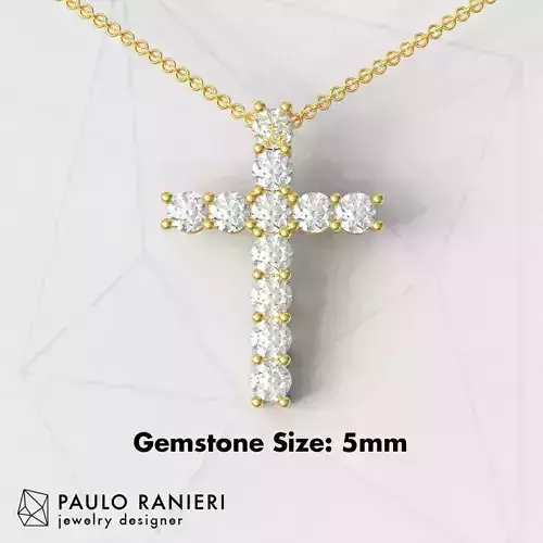 5mm Gemstone Cross Pendant 3D print model