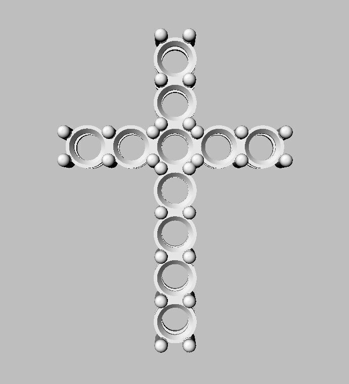 5mm Gemstone Cross Pendant 3D print model_17