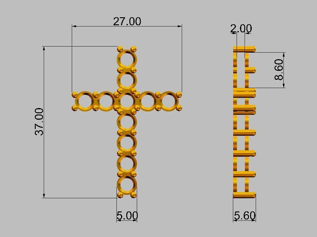 5mm Gemstone Cross Pendant 3D print model_3