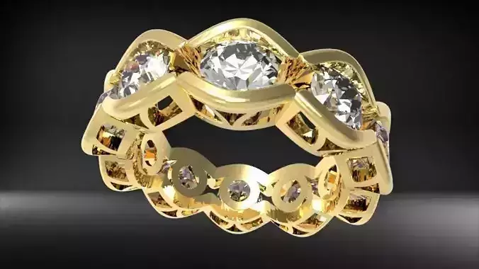 Art Deco Vintage Dia Eternity Wedding Band Ladies Ring Classic