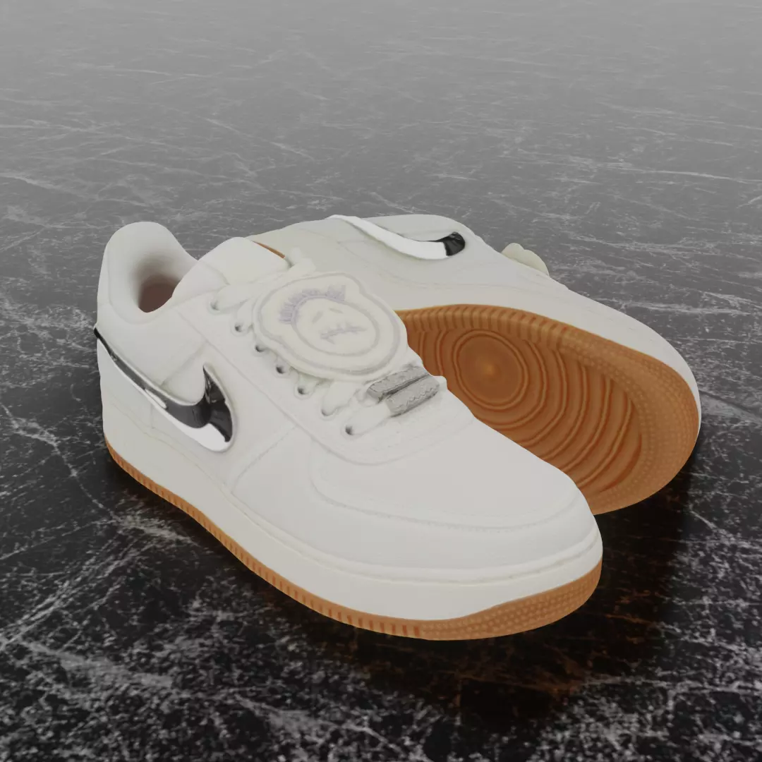 TRAVIS SCOTT X NIKE AIR FORCE 1 LOW SAIL 3D SHOES Low-poly 3D model