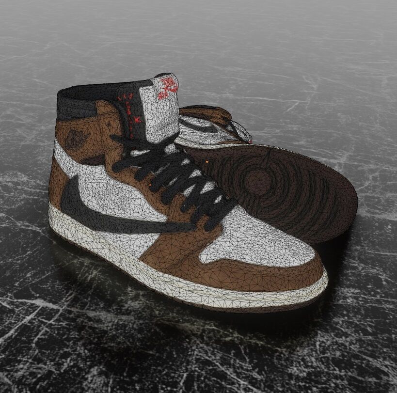 TRAVIS SCOTT X NIKE AIR JORDAN 1 HIGH 3D SHOES Low-poly 3D model_14