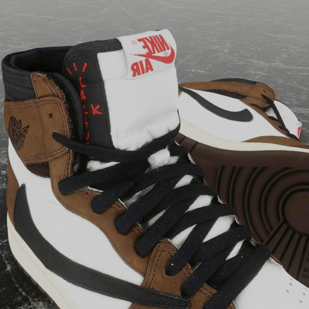 TRAVIS SCOTT X NIKE AIR JORDAN 1 HIGH 3D SHOES Low-poly 3D model_12