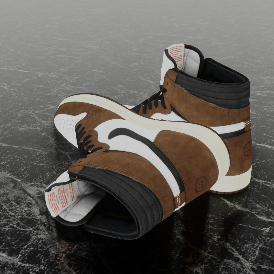 TRAVIS SCOTT X NIKE AIR JORDAN 1 HIGH 3D SHOES Low-poly 3D model_6