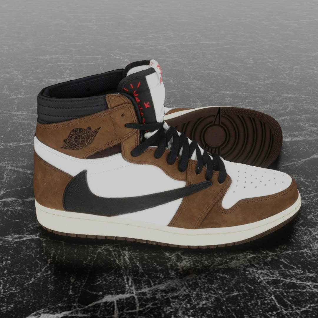 TRAVIS SCOTT X NIKE AIR JORDAN 1 HIGH 3D SHOES Low-poly 3D model_4