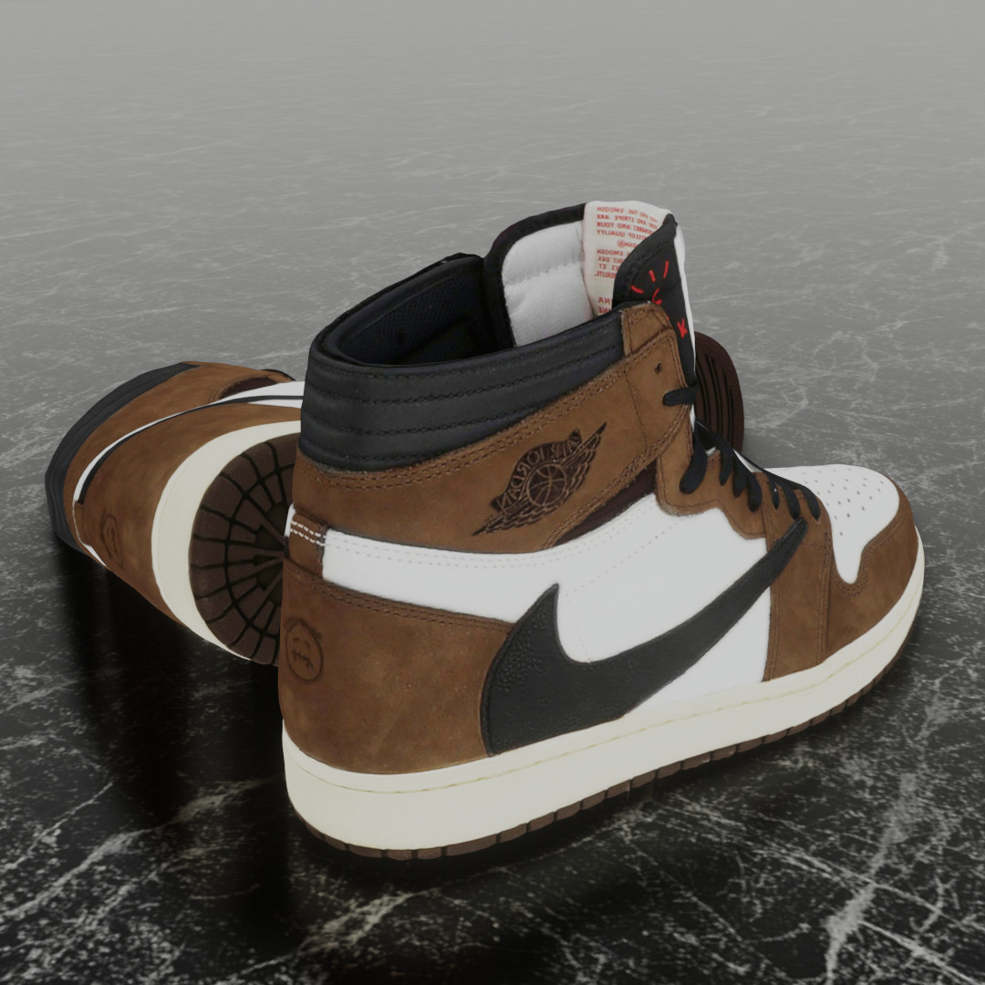 TRAVIS SCOTT X NIKE AIR JORDAN 1 HIGH 3D SHOES Low-poly 3D model_5