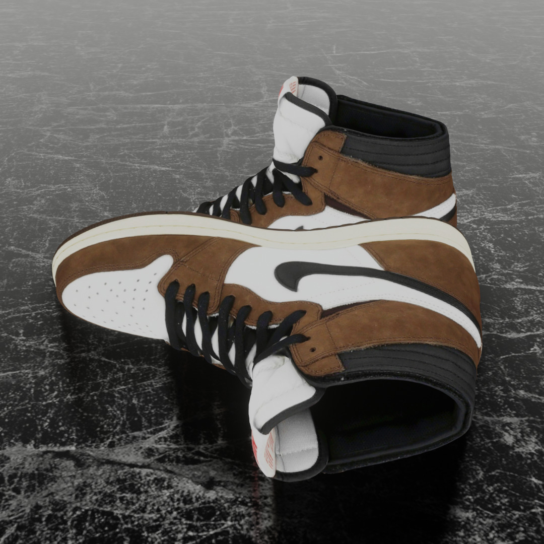 TRAVIS SCOTT X NIKE AIR JORDAN 1 HIGH 3D SHOES Low-poly 3D model_7