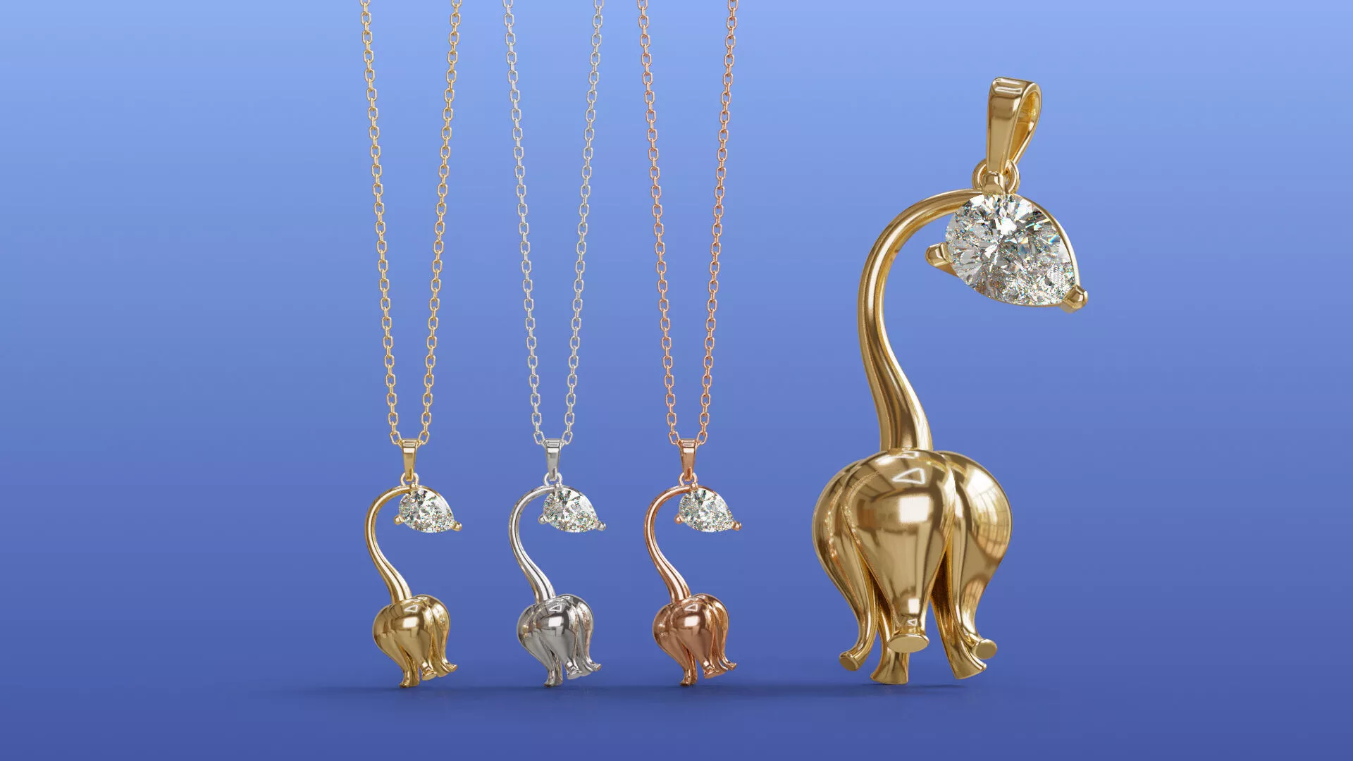 Lily of the Valley Pear Diamond Pendant Necklace CAD Design 3D print model