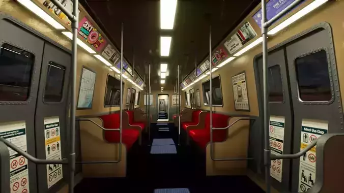 Realistic Subway Train  Game Ready Asset