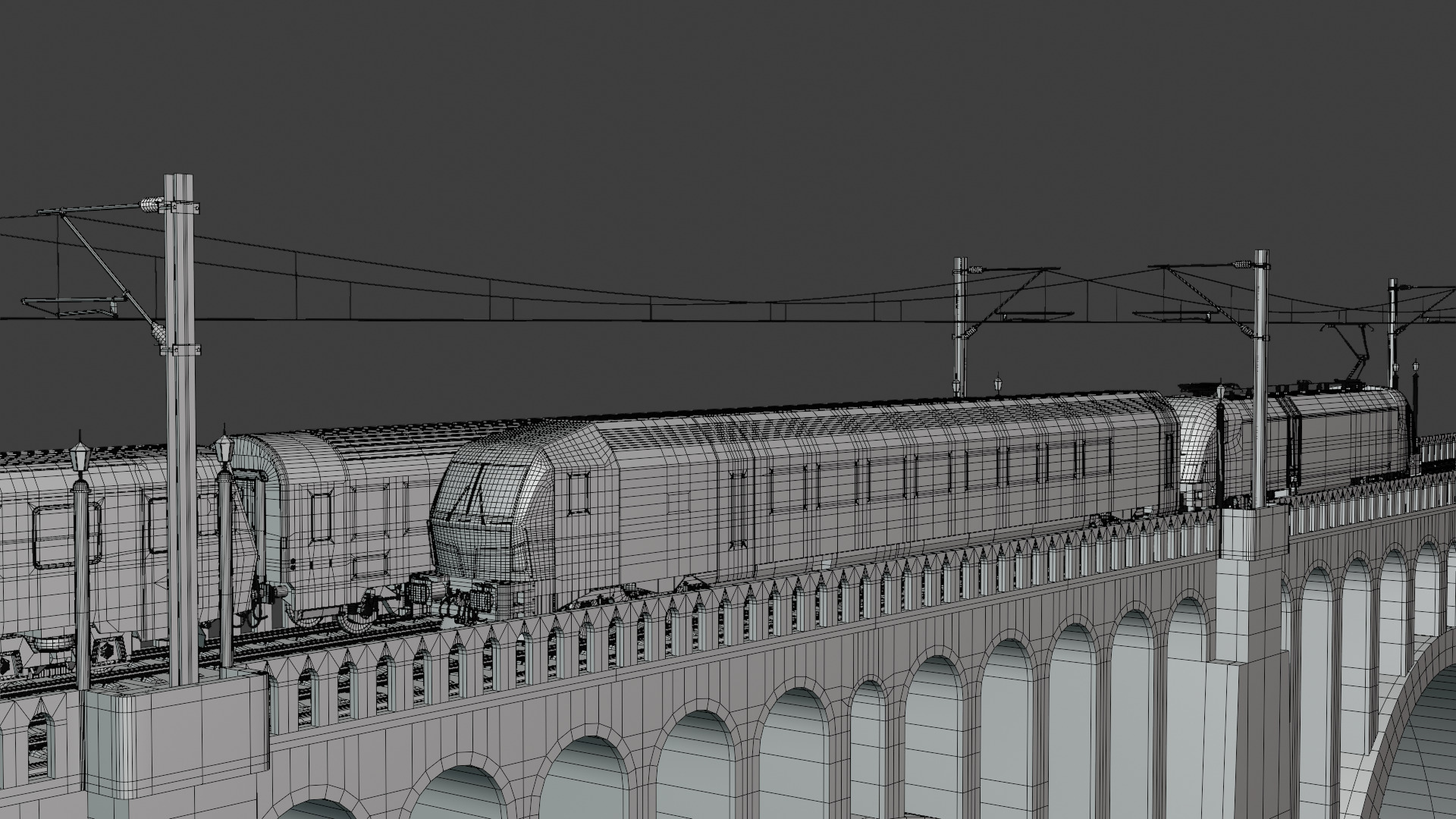 Vectrain and diesel train on viaduct 3D model_2