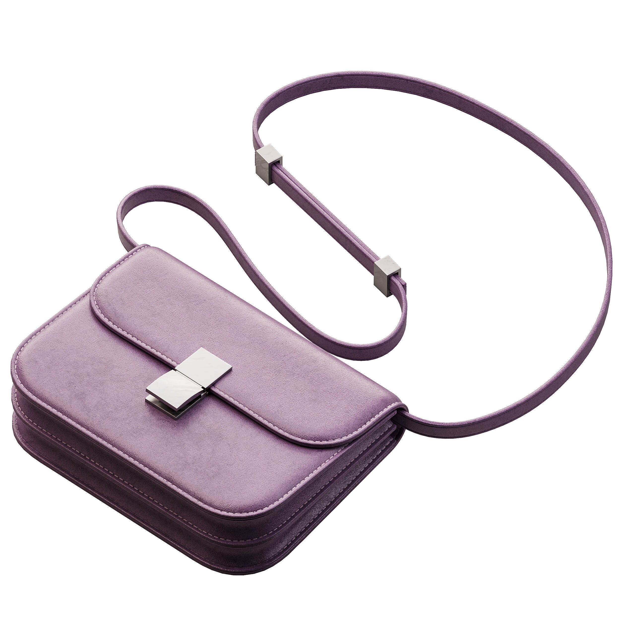 Brown Flap Genuine Leather Square Shoulder Message Bag 3D model_3