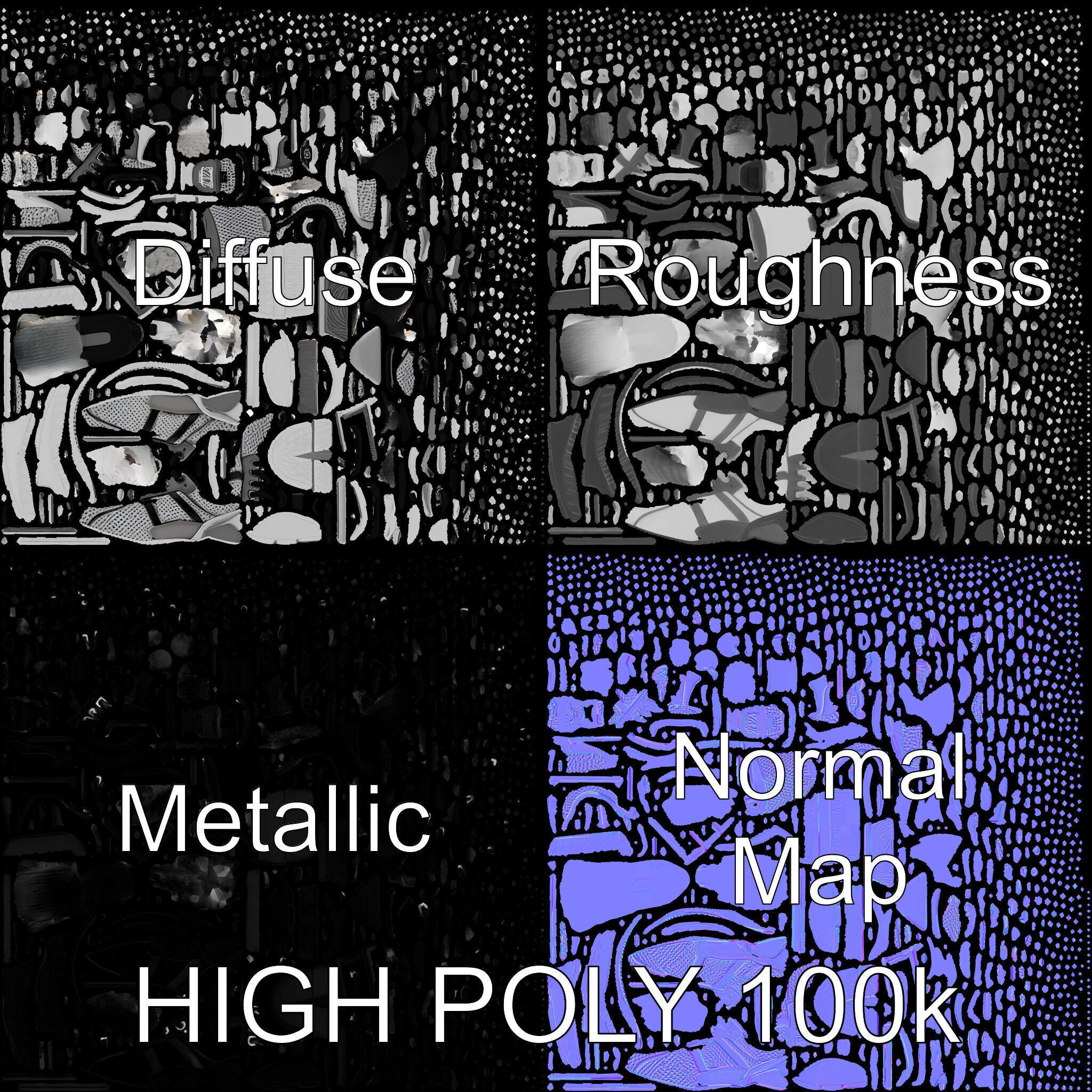 Sneaker D Model Pack with HighQuality Textures Low-poly 3D model_2