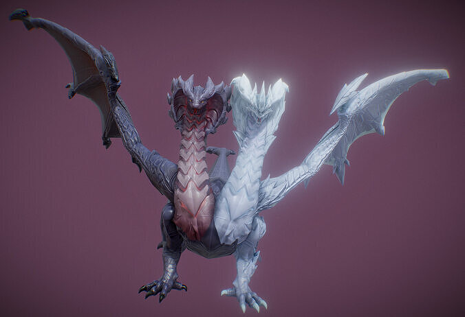 two head dragon stage 3 Low-poly 3D model